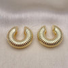Oro Laminado Earcuff Earring, Gold Filled Style Hollow Design, Diamond Cutting Finish, Golden Finish, 02.163.0306.25
