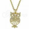 Oro Laminado Fancy Pendant, Gold Filled Style Owl Design, Polished, Golden Finish, 05.09.0079