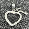 Sterling Silver Religious Pendant, Heart and key Design, Polished, Silver Finish, 05.392.0028