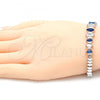 Rhodium Plated Fancy Bracelet, with Sapphire Blue and White Cubic Zirconia, Polished, Rhodium Finish, 03.210.0082.7.07