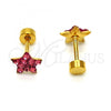 Stainless Steel Stud Earring, Star Design, with Pink Crystal, Polished, Golden Finish, 02.271.0021.9