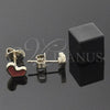 Oro Laminado Stud Earring, Gold Filled Style Heart Design, Red Enamel Finish, Golden Finish, 02.64.0251 *PROMO*