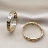 Oro Laminado Huggie Hoop, Gold Filled Style Heart Design, with White Micro Pave, Polished, Golden Finish, 02.204.0057.30