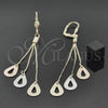 Oro Laminado Long Earring, Gold Filled Style Teardrop Design, Matte Finish, Tricolor, 5.077.004