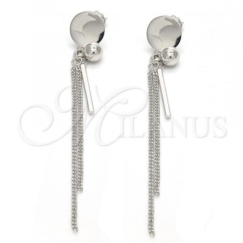 Sterling Silver Long Earring, Polished, Rhodium Finish, 02.186.0081