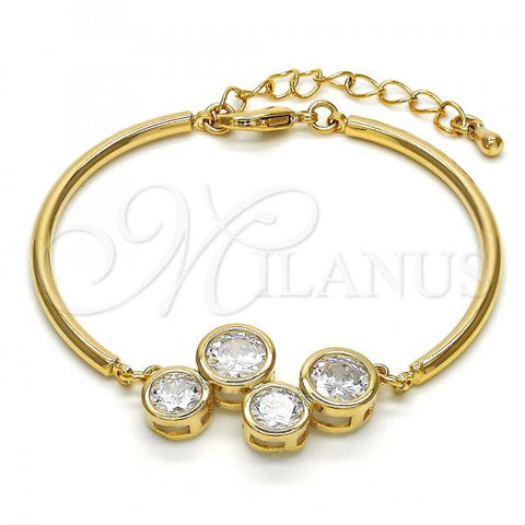Oro Laminado Fancy Bracelet, Gold Filled Style with White Cubic Zirconia, Polished, Golden Finish, 03.65.1165.07