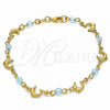 Oro Laminado Fancy Bracelet, Gold Filled Style Dolphin Design, with Aquamarine Crystal, Polished, Golden Finish, 03.32.0218.07