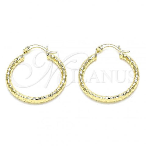 Oro Laminado Medium Hoop, Gold Filled Style Diamond Cutting Finish, Golden Finish, 02.213.0252.30