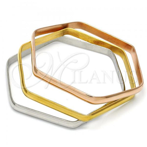 Stainless Steel Trio Bangle, Polished, Tricolor, 07.244.0006.06 (05 MM Thickness, Size 6 - 2.75 Diameter)