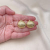 Oro Laminado Stud Earring, Gold Filled Style Chunky Design, Polished, Golden Finish, 02.213.0557