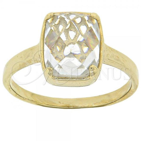 Oro Laminado Multi Stone Ring, Gold Filled Style with White Cubic Zirconia, Polished, Golden Finish, 5.165.014.06 (Size 6)