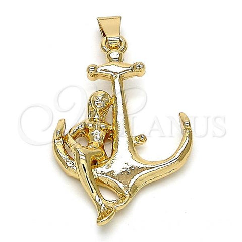 Oro Laminado Fancy Pendant, Gold Filled Style Anchor Design, Polished, Golden Finish, 5.187.029