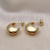 Oro Laminado Stud Earring, Gold Filled Style Chunky Design, Polished, Golden Finish, 02.163.0246