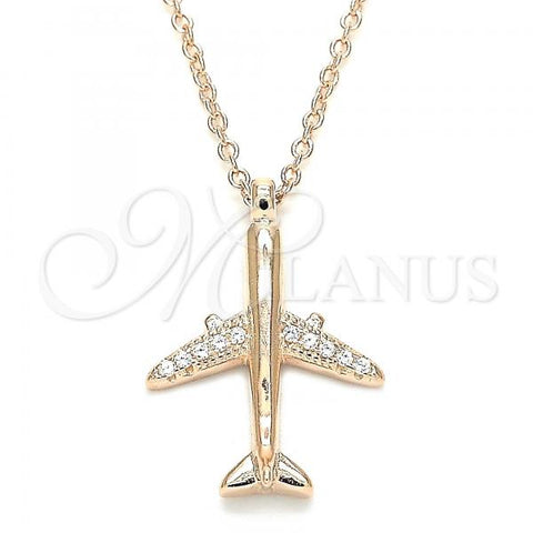 Sterling Silver Pendant Necklace, with White Cubic Zirconia, Polished, Rose Gold Finish, 04.336.0159.1.16