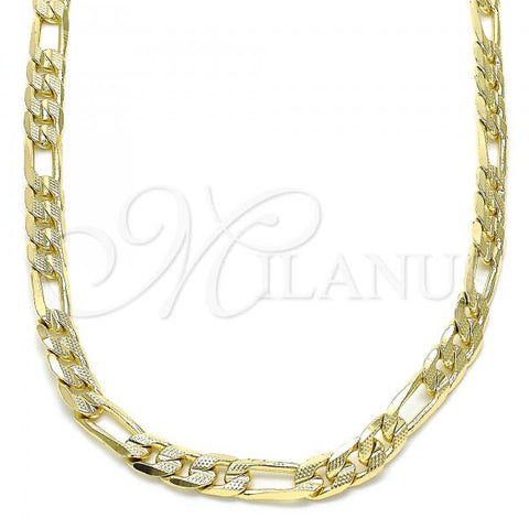Oro Laminado Basic Necklace, Gold Filled Style Figaro Design, Polished, Golden Finish, 04.213.0252.24