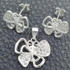 Sterling Silver Earring and Pendant Adult Set, Butterfly Design, Polished, Silver Finish, 10.398.0020