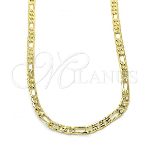 Oro Laminado Basic Necklace, Gold Filled Style Figaro Design, Polished, Golden Finish, 04.213.0146.24