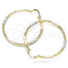 Oro Laminado Large Hoop, Gold Filled Style Diamond Cutting Finish, Tricolor, 02.213.0245.50