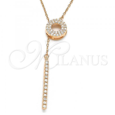 Sterling Silver Fancy Necklace, with White Cubic Zirconia, Polished, Rose Gold Finish, 04.286.0004.1.16