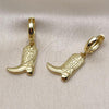 Oro Laminado Dangle Earring, Gold Filled Style Shoes Design, Polished, Golden Finish, 02.341.0251