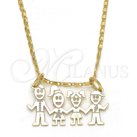 Oro Laminado Pendant Necklace, Gold Filled Style Little Girl Design, Polished, Golden Finish, 04.106.0010.20