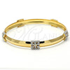 Oro Laminado Individual Bangle, Gold Filled Style with White Crystal, Polished, Golden Finish, 07.59.0036 (09 MM Thickness, Size 5 - 2.50 Diameter)
