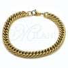 Stainless Steel Basic Bracelet, Miami Cuban Design, Polished, Golden Finish, 03.435.0004.09