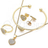Oro Laminado Earring and Pendant Children Set, Gold Filled Style Heart Design, with White Micro Pave, Polished, Golden Finish, 06.210.0022