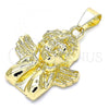 Oro Laminado Religious Pendant, Gold Filled Style Angel Design, Polished, Golden Finish, 05.213.0098