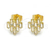 Oro Laminado Stud Earring, Gold Filled Style with Champagne Cubic Zirconia, Polished, Golden Finish, 02.310.0053