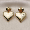 Oro Laminado Stud Earring, Gold Filled Style Heart Design, Polished, Golden Finish, 02.170.0560