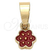 Oro Laminado Fancy Pendant, Gold Filled Style Flower Design, Red Enamel Finish, Golden Finish, 05.163.0067.3