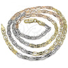 Oro Laminado Basic Necklace, Gold Filled Style Pave Mariner Design, Diamond Cutting Finish, Tricolor, 04.319.0006.24