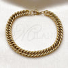 Stainless Steel Basic Bracelet, Miami Cuban Design, Polished, Golden Finish, 03.435.0004.09