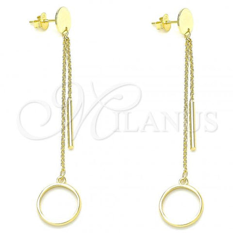 Sterling Silver Long Earring, Polished, Golden Finish, 02.186.0195.1