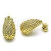 Oro Laminado Stud Earring, Gold Filled Style Chunky Design, Diamond Cutting Finish, Golden Finish, 02.163.0294