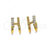 Oro Laminado Earcuff Earring, Gold Filled Style with White Cubic Zirconia, Polished, Golden Finish, 02.213.0390