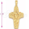Oro Laminado Religious Pendant, Gold Filled Style Buffalo Design, Diamond Cutting Finish, Golden Finish, 5.188.005