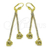 Oro Laminado Long Earring, Gold Filled Style Elephant Design, with Cubic Zirconia, Golden Finish, 5.105.002
