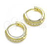 Oro Laminado Huggie Hoop, Gold Filled Style with White Cubic Zirconia, Polished, Golden Finish, 02.210.0557.12