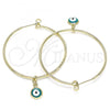 Oro Laminado Medium Hoop, Gold Filled Style Evil Eye Design, Turquoise Enamel Finish, Golden Finish, 02.213.0220.1.40