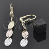Oro Laminado Long Earring, Gold Filled Style Diamond Cutting Finish, Tricolor, 02.63.2181