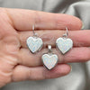 Sterling Silver Earring and Pendant Adult Set, Heart Design, with White Opal, Polished, Silver Finish, 10.391.0014.1