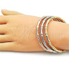 Oro Laminado Trio Bangle, Gold Filled Style Bamboo Design, Matte Finish, Golden Finish, 07.170.0061