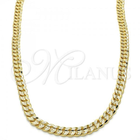 Oro Laminado Basic Necklace, Gold Filled Style Miami Cuban Design, Polished, Golden Finish, 04.213.0155.24