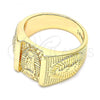 Oro Laminado Mens Ring, Gold Filled Style Guadalupe Design, Diamond Cutting Finish, Golden Finish, 01.185.0002.12 (Size 12)
