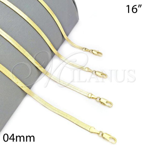 Oro Laminado Basic Necklace, Gold Filled Style Herringbone Design, Polished, Golden Finish, 04.213.0174.16