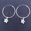 Sterling Silver Small Hoop, Star Design, with White Cubic Zirconia, Polished, Silver Finish, 02.402.0044.25