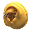 Oro Laminado Earcuff Earring, Gold Filled Style Leaf Design, with White Micro Pave, Polished, Golden Finish, 02.210.0729.1