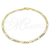 Oro Laminado Basic Anklet, Gold Filled Style Figaro Design, Polished, Golden Finish, 04.213.0241.10